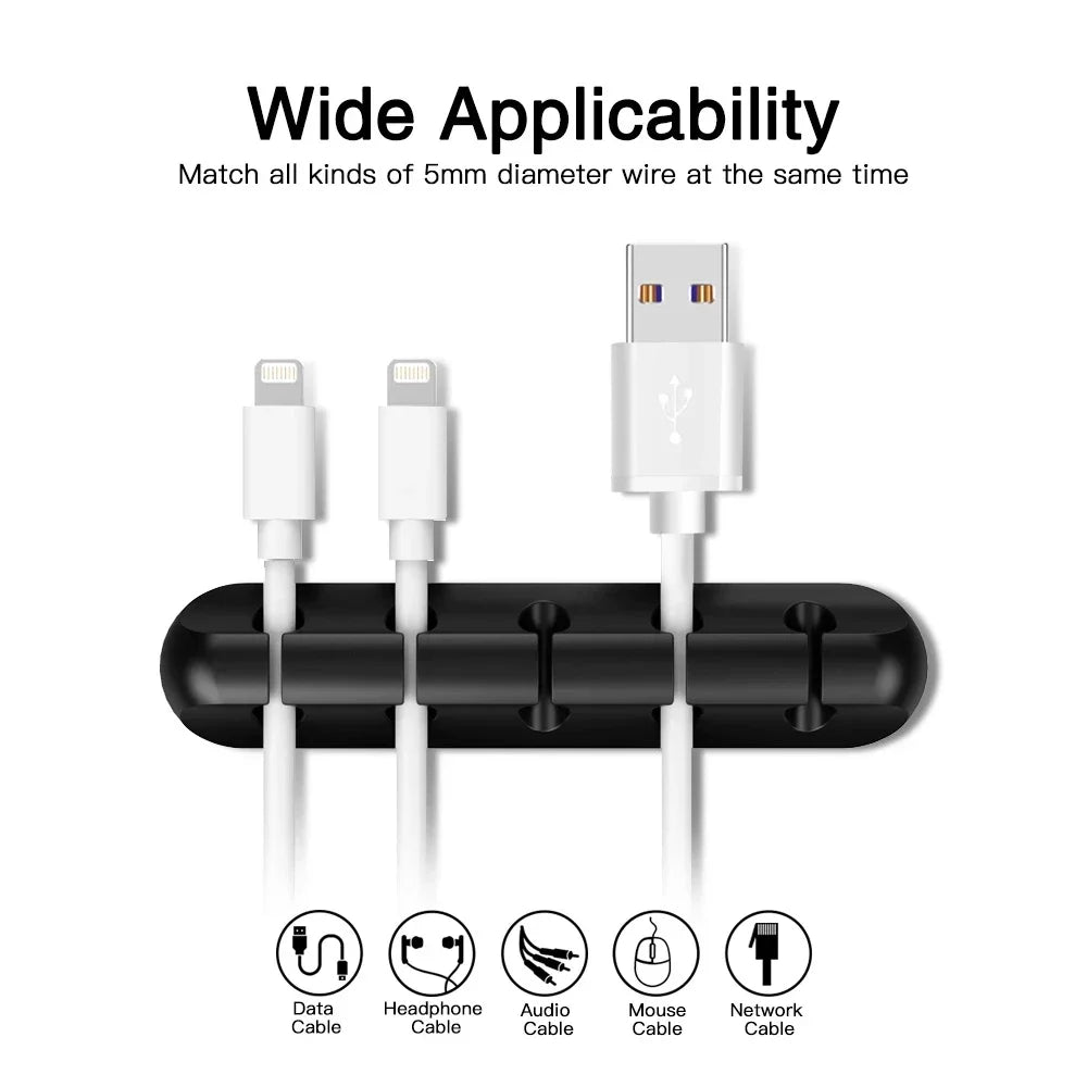 Silicone USB Cable Organizer USB Charging Cable Winder Desktop Tidy Management Clips Cable Holder For Mouse earphone Accessories